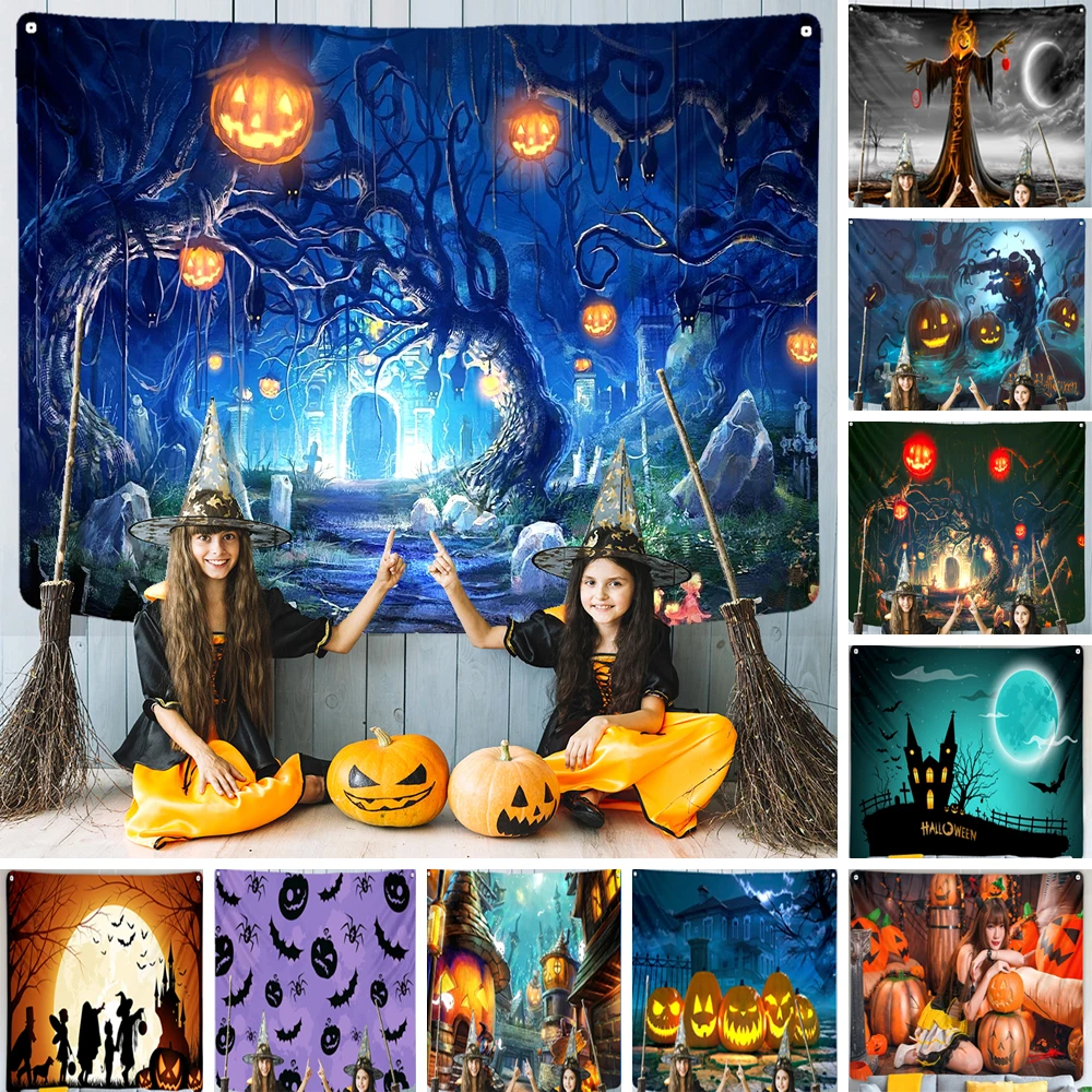 

Bedroom Living Room Decor Mystic Pumpkin Haunted House Witch Aesthetics Wall Hanging Wall Decor Home Decor Halloween Tapestry