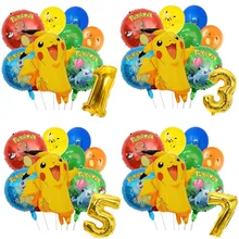 1Set Pokemon Balloon 32 Inch Number Foil Balloons 1st-9st Kids Pikachu Theme Birthday Party Decorations Baby Shower Globos Toy
