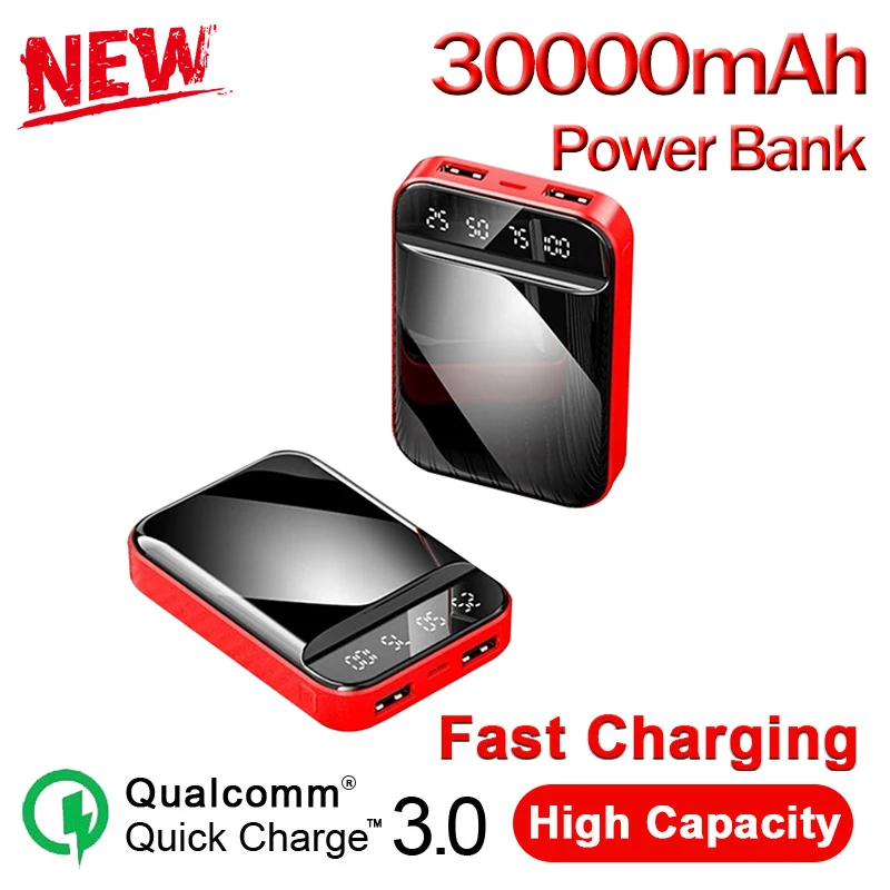 Mini Portable 30000mah Power Bank LCD Digital Display Fast Charging Powerbank Dual USB Ports External Battery For IPhone8 Xiaomi
Mini Portable 30000mah Power Bank LCD Digital Display Fast Charging Powerbank Dual USB Ports External Battery For IPhone8 Xiaomi