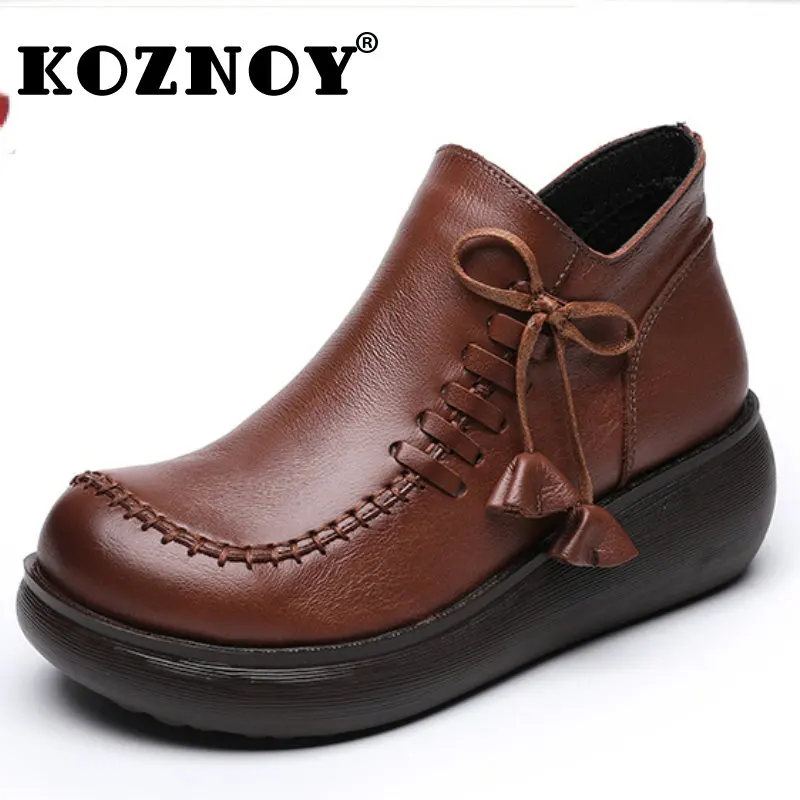Koznoy 5.5cm Handmade Sewing Genuine Leather Ankle Booties Platform Wedge Pumps Ethnic Autumn Whinter Females Moccasins Shoes
Koznoy 5.5cm Handmade Sewing Genuine Leather Ankle Booties Platform Wedge Pumps Ethnic Autumn Whinter Females Moccasins Shoes