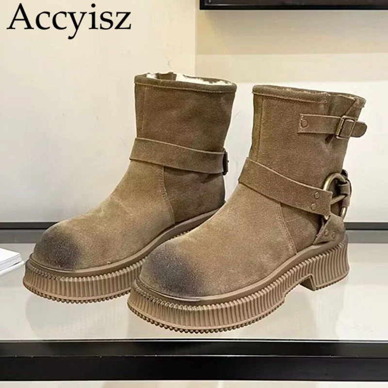 Женские меховые ботинки с пряжкой и круглым носком, зимние теплые шерстяные ботильоны на толстой подошве, со шнуровкой, на платформе в стиле ретро
Женские меховые ботинки с пряжкой и круглым носком, зимние теплые шерстяные ботильоны на толстой подошве, со шнуровкой, на платформе в стиле ретро