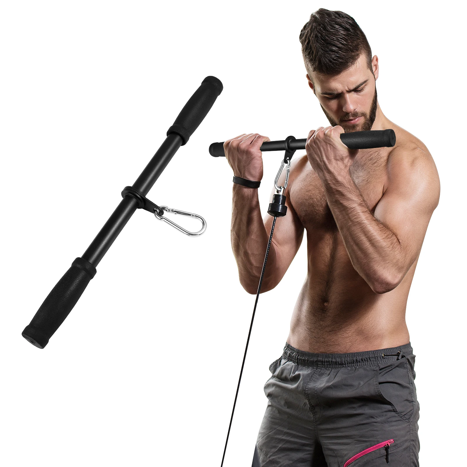 Rotating Straight Bar DIY Pull Down Bar Bicep Pull Bar Cable Machine Attachment For Home Gym With Safety Hook Bicep Pull Bar
Rotating Straight Bar DIY Pull Down Bar Bicep Pull Bar Cable Machine Attachment For Home Gym With Safety Hook Bicep Pull Bar
