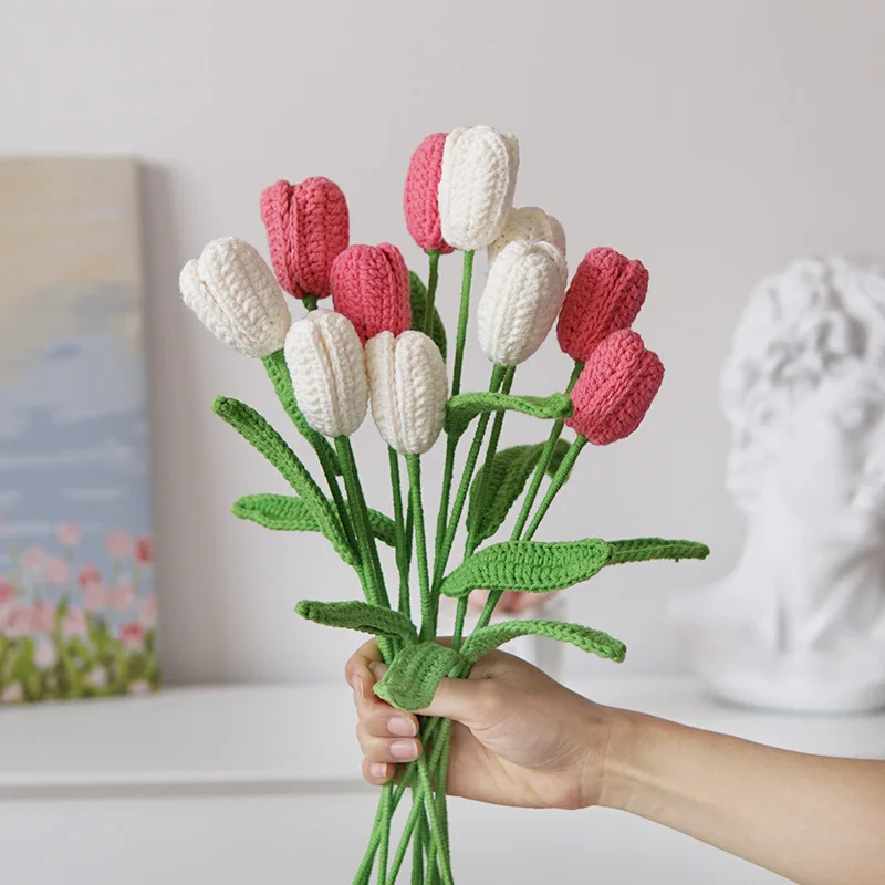 Set of 5 Cotton Yarn Knitting Bouquet Artificial Flowers Finished Crochet Tulips Eternal Flower Valentine's Day Birthday Gift
Set of 5 Cotton Yarn Knitting Bouquet Artificial Flowers Finished Crochet Tulips Eternal Flower Valentine's Day Birthday Gift