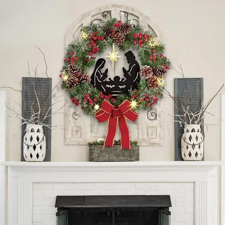 Christmas Jesus Bow Wreath Door Hanging Decoration Pinecone Glowing House Number Witch Wreath Scene Setting
Christmas Jesus Bow Wreath Door Hanging Decoration Pinecone Glowing House Number Witch Wreath Scene Setting