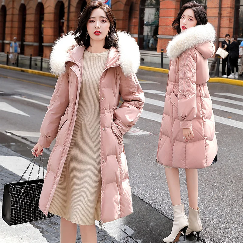 White duck down jacket for women in 2022 winter, medium length, Korean version, slim, oversized, thickened coat, hooded, pink
White duck down jacket for women in 2022 winter, medium length, Korean version, slim, oversized, thickened coat, hooded, pink