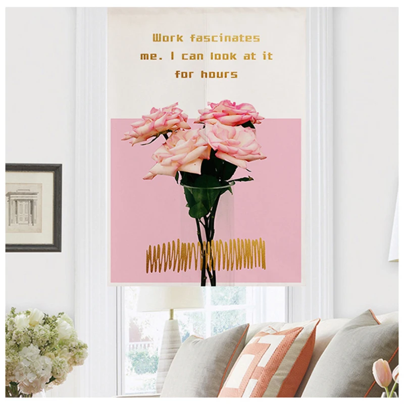 Pink Rose Flowers Door Curtain Japanese Linen Noren Curtains for Bedroom Kitchen Door Entrance Decoration Hanging Half-Curtains
Pink Rose Flowers Door Curtain Japanese Linen Noren Curtains for Bedroom Kitchen Door Entrance Decoration Hanging Half-Curtains