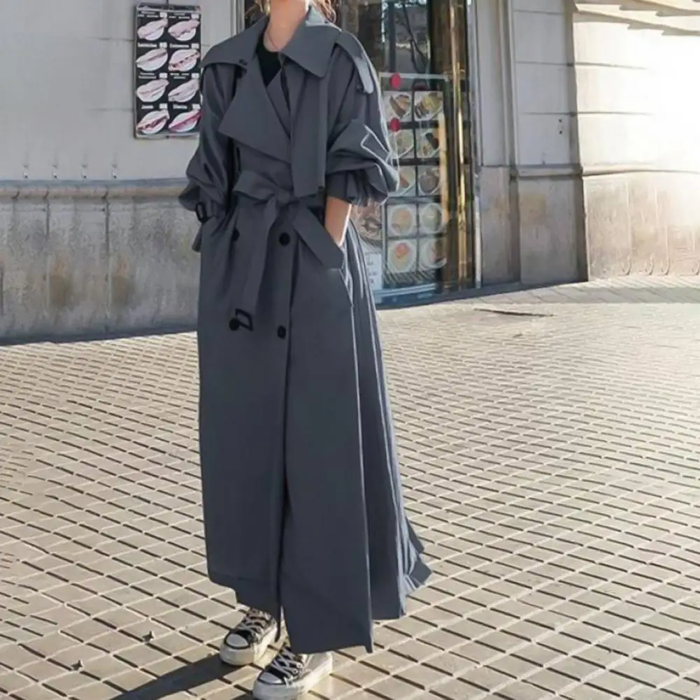 Winter Trench Coat Long Sleeves Maxi Solid Color Double-Breasted Cardigan Keep Warm Loose with Belt Lady Windbreaker for Street
Winter Trench Coat Long Sleeves Maxi Solid Color Double-Breasted Cardigan Keep Warm Loose with Belt Lady Windbreaker for Street