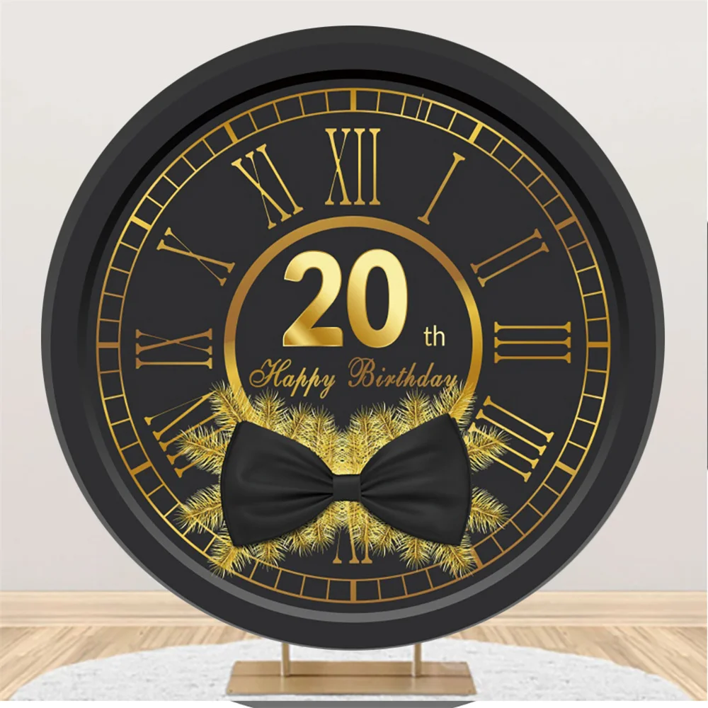 Roman Numeral Clock Round Backdrop Golden Black Bow Tie Boys Birthday Party Photo Circle Background Table Booth Poster 
Roman Numeral Clock Round Backdrop Golden Black Bow Tie Boys Birthday Party Photo Circle Background Table Booth Poster