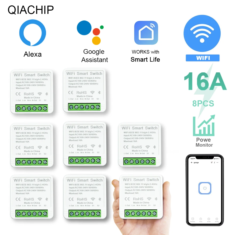 QIACHIP 16A EweLink WIFI DIY Smart Switch MINI Smart Home Automation Module Via Alexa Google Home Yandex Alice Smart Life App
QIACHIP 16A EweLink WIFI DIY Smart Switch MINI Smart Home Automation Module Via Alexa Google Home Yandex Alice Smart Life App