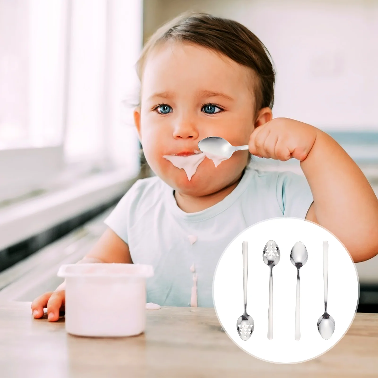 Serrated Spoons Fruit Scoops: 4pcs Stainless Steel Spoon Appetizer Serving Spoons Teasppon for Soup Tea Cake Rice
Serrated Spoons Fruit Scoops: 4pcs Stainless Steel Spoon Appetizer Serving Spoons Teasppon for Soup Tea Cake Rice