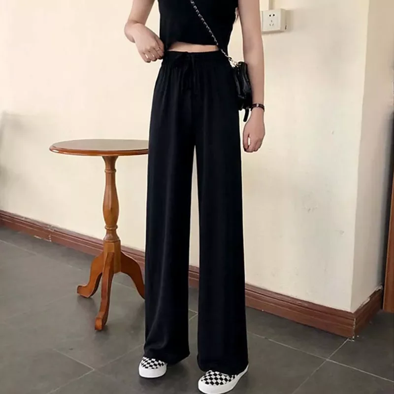 Wide Leg Pants Women Pure Black Lace-up Korean Style Loose Leisure High Waists Female Spring Long Daily Trousers Streetwear Fall
Wide Leg Pants Women Pure Black Lace-up Korean Style Loose Leisure High Waists Female Spring Long Daily Trousers Streetwear Fall