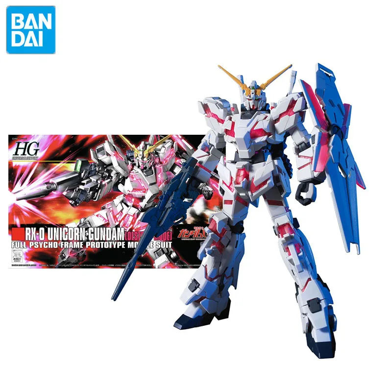 

Bandai Genuine Gundam Anime Model Garage Kit HG Series 1/144 Figure RX-0 Unicorn Gundam Destroy Mode Action Toys for Boys