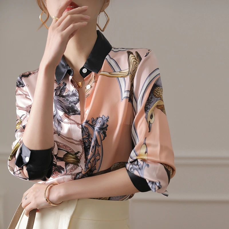 Chiffon Women's Blouse Casual Girl's Shirt Print Long Sleeve Top Fashion Spring Autumn Silk Korean Style Female Clothing
Chiffon Women's Blouse Casual Girl's Shirt Print Long Sleeve Top Fashion Spring Autumn Silk Korean Style Female Clothing