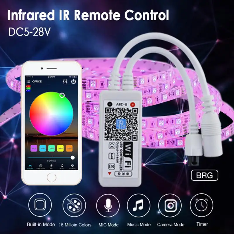 RGB Light with Led Controller 24 Key Infrared IR Remote Control Alexa Music Wifi Controller Light Wifi Led Controller
RGB Light with Led Controller 24 Key Infrared IR Remote Control Alexa Music Wifi Controller Light Wifi Led Controller