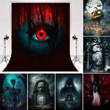 Beenle Halloween Backdrop for Photography Horror Night Moon Pumpkin Cemetery Family Party Decor Poster Background Photo Studio