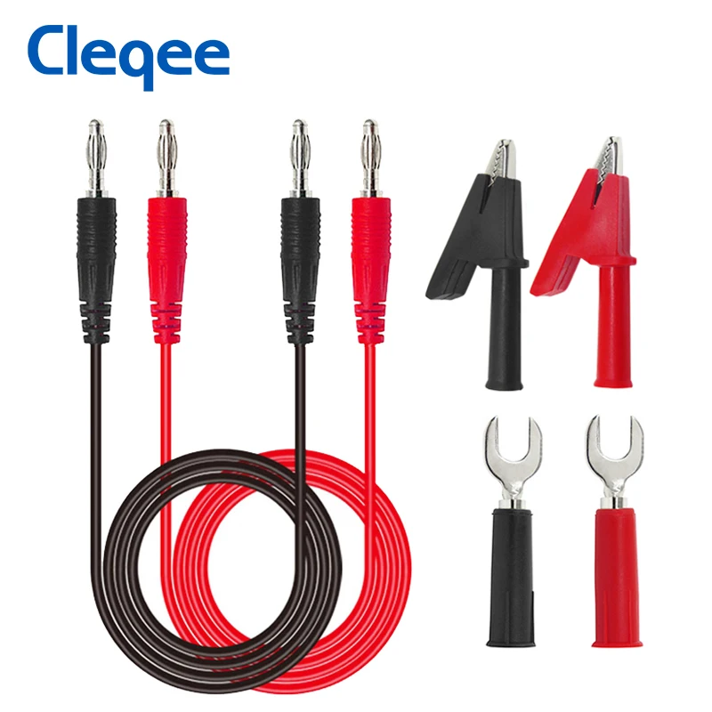 Cleqee P1041B Dual 4mm Banana Plug Test Lead Alligator Clip Kits Crocodile Clamps to 6mm U-type Plug For
Cleqee P1041B Dual 4mm Banana Plug Test Lead Alligator Clip Kits Crocodile Clamps to 6mm U-type Plug For