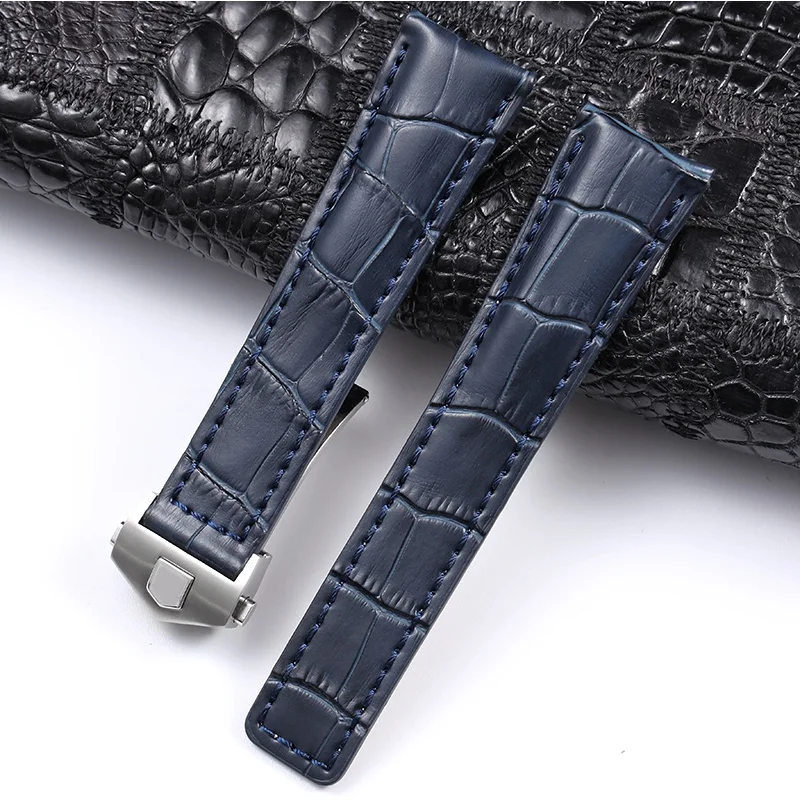 

Genuine leather bracelet 24mm 20mm 22m for tag heuer watchband men wristwatches band accessories fold buckle leather watch strap