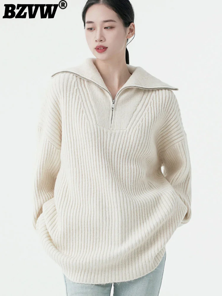 BZVW Lapel Mid-length Knitted Top Women's Clothing 2023 New Autumn Winter New Fashion Versatile Loose Casual Knit Sweater Female
BZVW Lapel Mid-length Knitted Top Women's Clothing 2023 New Autumn Winter New Fashion Versatile Loose Casual Knit Sweater Female