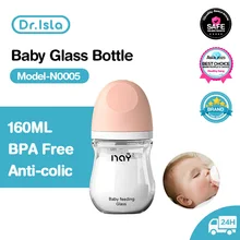 Dr.isla Glass Bottles Newborn Feeding Bottles 80ML/160ML Baby Bottle Anti-flatulence Milk Feeding Bottles Infant BPA free