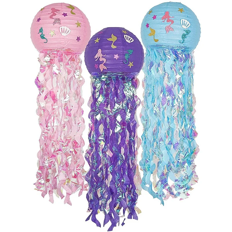 3 Pack Jellyfish Paper Lanterns Kit Mermaid Hanging Wishes Lantern,For Girls Birthday,Ocean Theme Party Decoration Lamps
3 Pack Jellyfish Paper Lanterns Kit Mermaid Hanging Wishes Lantern,For Girls Birthday,Ocean Theme Party Decoration Lamps