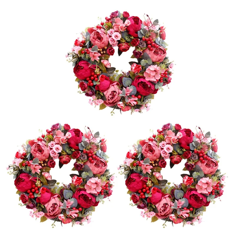 3X Decorative Door Wreath,Silk Flower Peony Head Flower Wreath 40Cm Handmade Garland For Autumn Winter Display Red
3X Decorative Door Wreath,Silk Flower Peony Head Flower Wreath 40Cm Handmade Garland For Autumn Winter Display Red