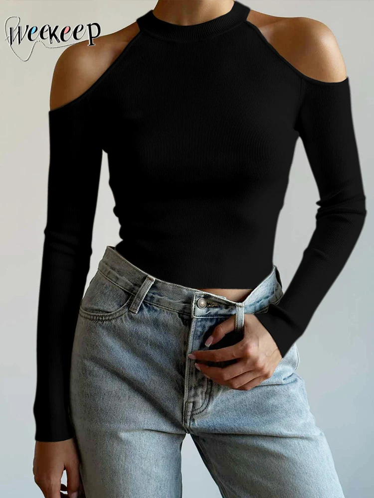 Женская трикотажная футболка Weekeep, черный укороченный топ с открытыми плечами, уличная одежда y2k, универсальная трикотажная одежда, пуловер...
Женская трикотажная футболка Weekeep, черный укороченный топ с открытыми плечами, уличная одежда y2k, универсальная трикотажная одежда, пуловер...