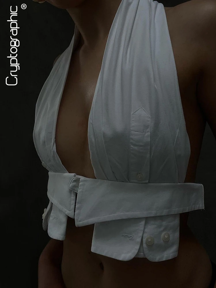 Cryptographic Summer Sexy Halter Top Cropped for Women Chic Fashion Outfits Y2K Sleeveless White Crop Top Tee Streetwear Clothes
Cryptographic Summer Sexy Halter Top Cropped for Women Chic Fashion Outfits Y2K Sleeveless White Crop Top Tee Streetwear Clothes