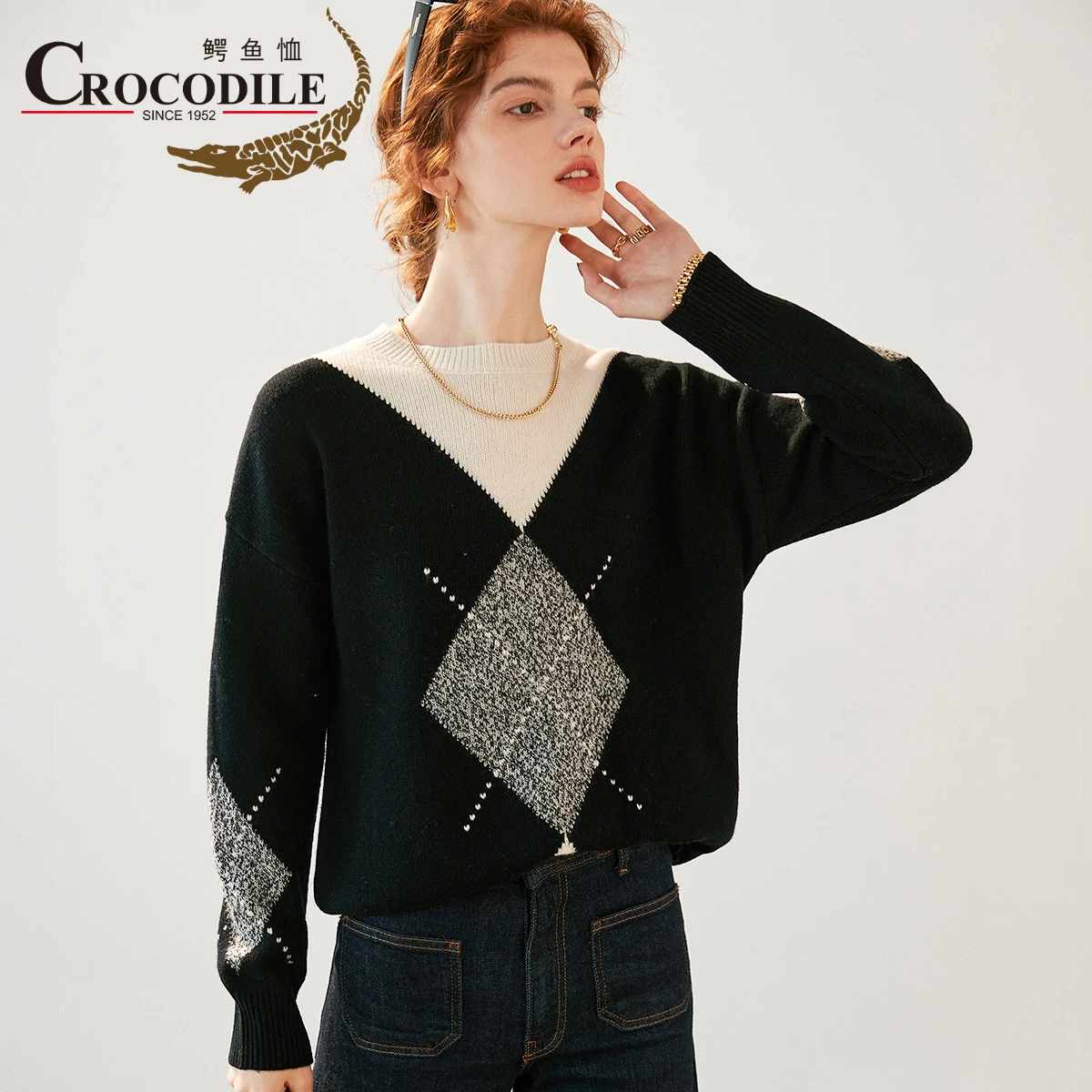 Crocodile 2022 Fashion New Vintage British Style Warm Pullovers Round Neck Diamond Lattice Design Dark Woolen Sweater Women Tops
Crocodile 2022 Fashion New Vintage British Style Warm Pullovers Round Neck Diamond Lattice Design Dark Woolen Sweater Women Tops