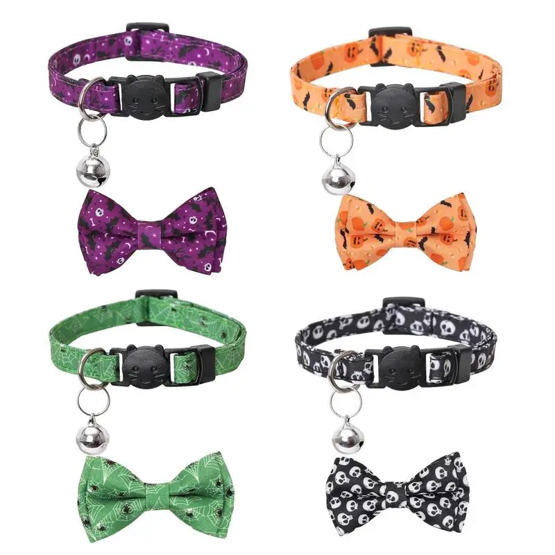 

Dog Collar With Bowtie Halloween Removeable Bow Tie With Ringing Bell Dogs Apparel Accessories For Photography Wedding Home