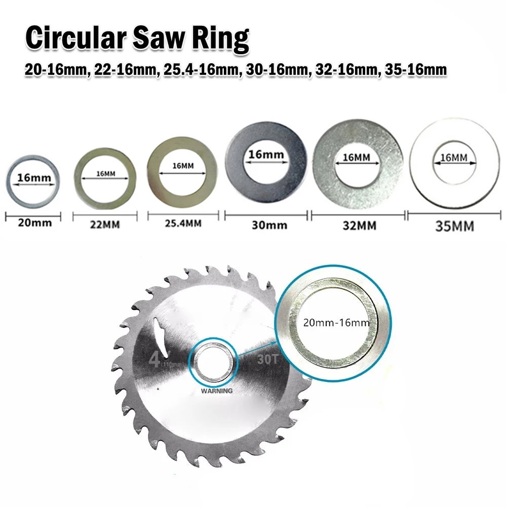 6Pcs Set Circular Saw Ring 20/22/25.4/30/32/35mm Saw Blade Ring Reducting Ring Conversion Ring Cutting Disc Woodworking Tools
6Pcs Set Circular Saw Ring 20/22/25.4/30/32/35mm Saw Blade Ring Reducting Ring Conversion Ring Cutting Disc Woodworking Tools