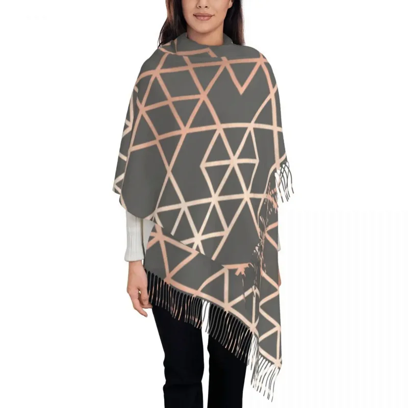 Fashion Rose Gold And Gray Geometric Pattern Tassel Scarf Women Winter Fall Warm Shawls Wraps Female Abstract Scarves
Fashion Rose Gold And Gray Geometric Pattern Tassel Scarf Women Winter Fall Warm Shawls Wraps Female Abstract Scarves