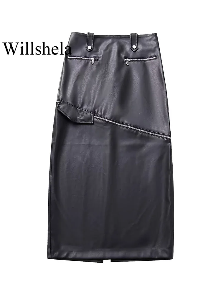 Willshela Женская мода с карманами PU черная боковая молния с разрезом сзади миди юбка винтажная Высокая талия Женская шикарная Женская юбка
Willshela Женская мода с карманами PU черная боковая молния с разрезом сзади миди юбка винтажная Высокая талия Женская шикарная Женская юбка