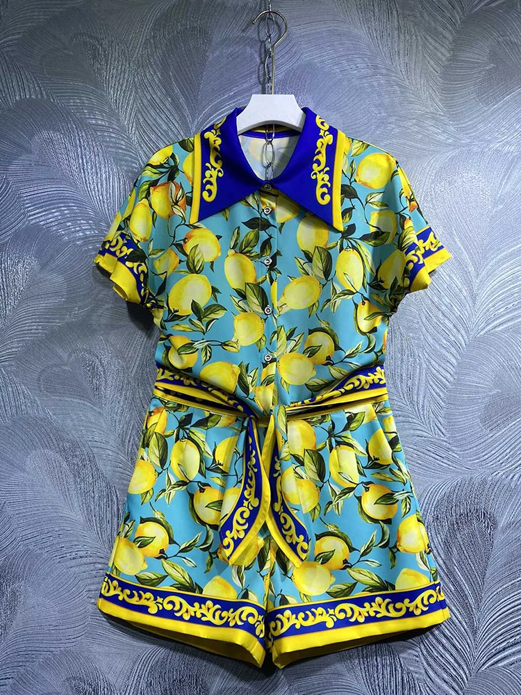 Seifrmann High Quality Summer Women Fashion Runway Shorts Sets Vintage Bow Blouses + Sicily Lemon Series Printed Shorts Suits
Seifrmann High Quality Summer Women Fashion Runway Shorts Sets Vintage Bow Blouses + Sicily Lemon Series Printed Shorts Suits