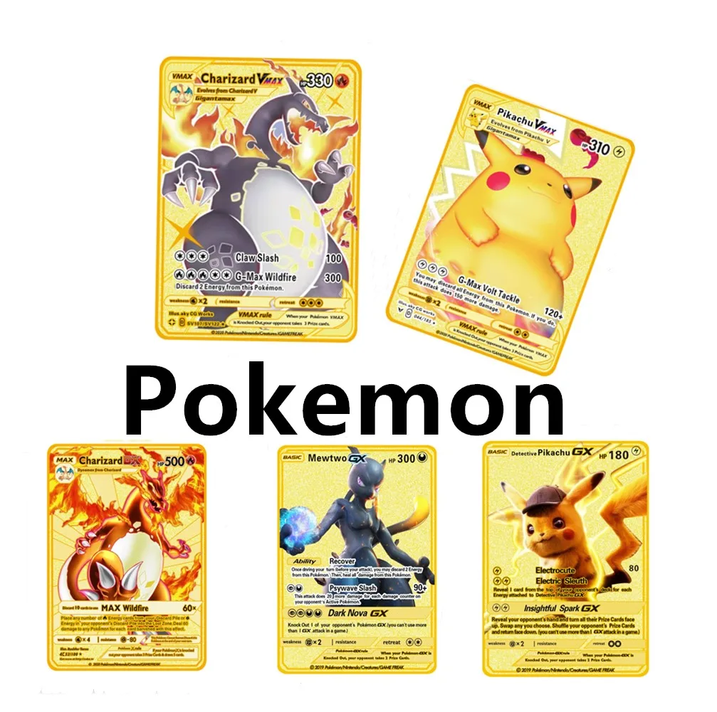Pokemon Iron Shiny Cards Vmax Gold Metal Cards English Pikachu Charizard Pack Game Collection Animation Gifts for Childrens Toys
Pokemon Iron Shiny Cards Vmax Gold Metal Cards English Pikachu Charizard Pack Game Collection Animation Gifts for Childrens Toys