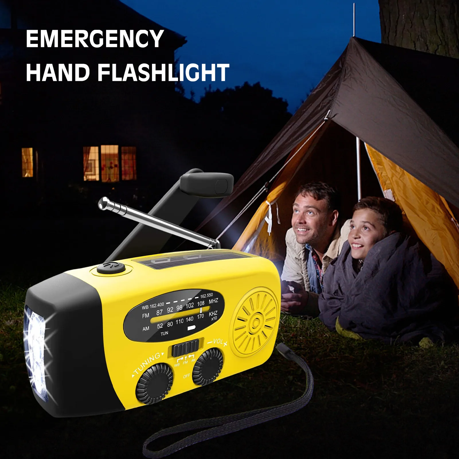 

Portable 3 In1 Emergency Lamp Hand Crank Generator Solar Dynamo Powered FM/AM Radio Phones Charger LED Flashlight