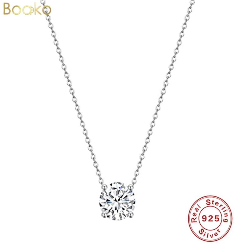 BOAKO 925 Sterling Silver Necklace With Solitaire 1.5ct Zirconia Imitated Diamond Pendant Necklace Women Wedding Fine Jewelry
BOAKO 925 Sterling Silver Necklace With Solitaire 1.5ct Zirconia Imitated Diamond Pendant Necklace Women Wedding Fine Jewelry