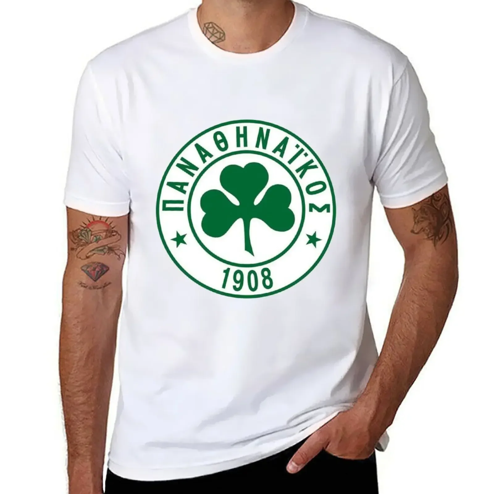 Футболка PANATHINAIKOS для мальчиков хлопковая одежда с коротким рукавом тяжелая