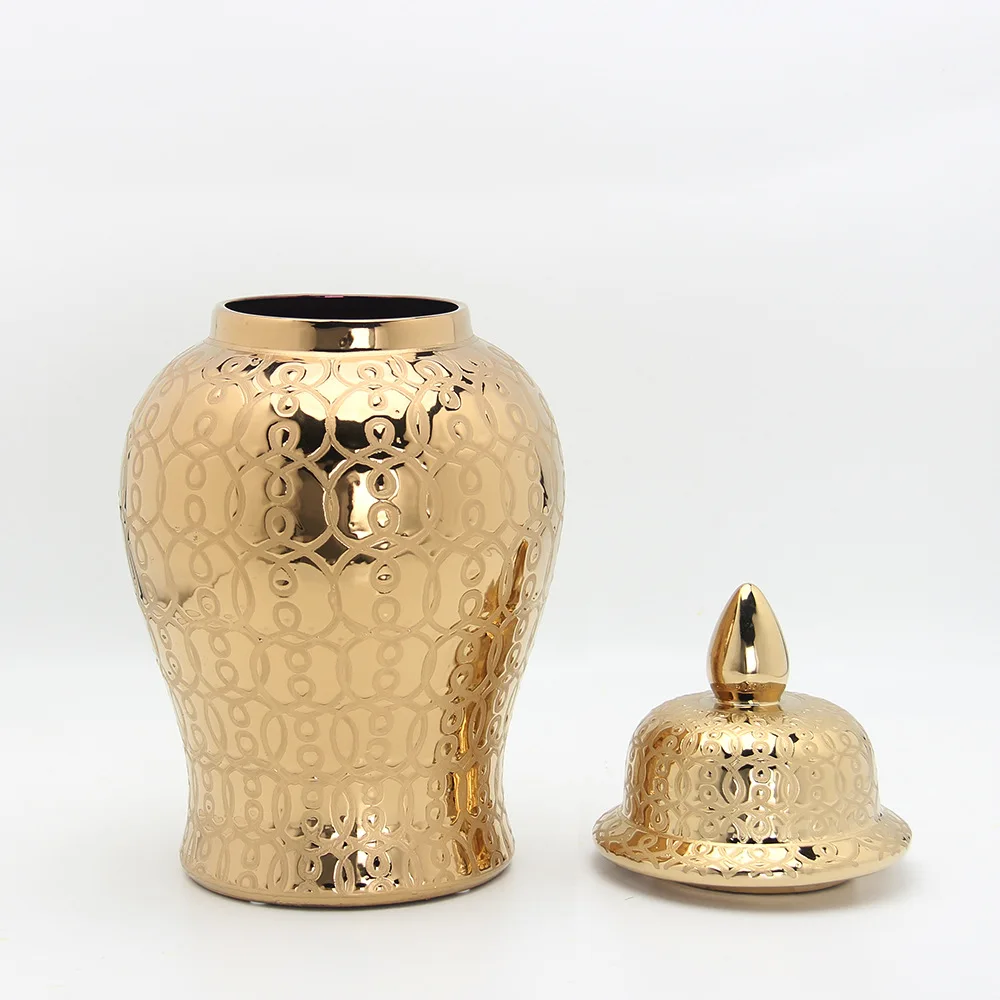 Handmade Gold Ceramic Ginger Jar with Cover Ceramic Storage Jars Modern Luxury Art Decorative Jar Vase Living Room Universal Jar
Handmade Gold Ceramic Ginger Jar with Cover Ceramic Storage Jars Modern Luxury Art Decorative Jar Vase Living Room Universal Jar