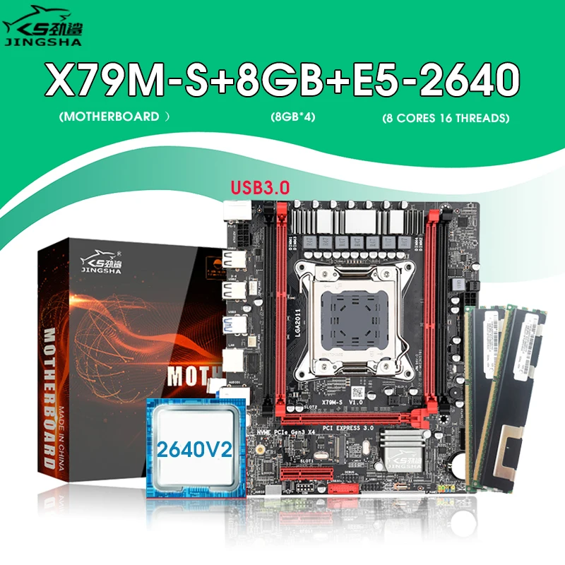 JINGSHA X79 3.0 Motherboard KIT Xeon E5 2640 LGA 2011 2Pcs x 4GB= 8GB 1333 DDR3 ECC REG memory SATA 3.0 NVEM M.2 Interface
JINGSHA X79 3.0 Motherboard KIT Xeon E5 2640 LGA 2011 2Pcs x 4GB= 8GB 1333 DDR3 ECC REG memory SATA 3.0 NVEM M.2 Interface