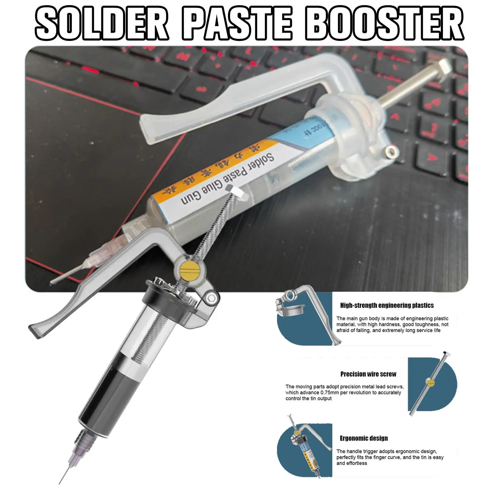Solder Paste Glue Extruder Glue Gun Welding Oil Green Oil Booster UV Glue Booster Circuit Board Repair Soldering Accessories
Solder Paste Glue Extruder Glue Gun Welding Oil Green Oil Booster UV Glue Booster Circuit Board Repair Soldering Accessories
