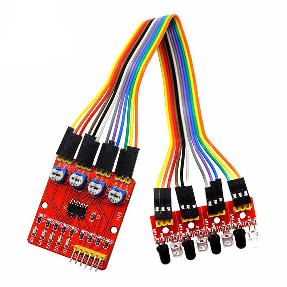 

Four-way infrared tracing / 4 channel tracking module / transmission line / obstacle avoidance / car / robot sensors