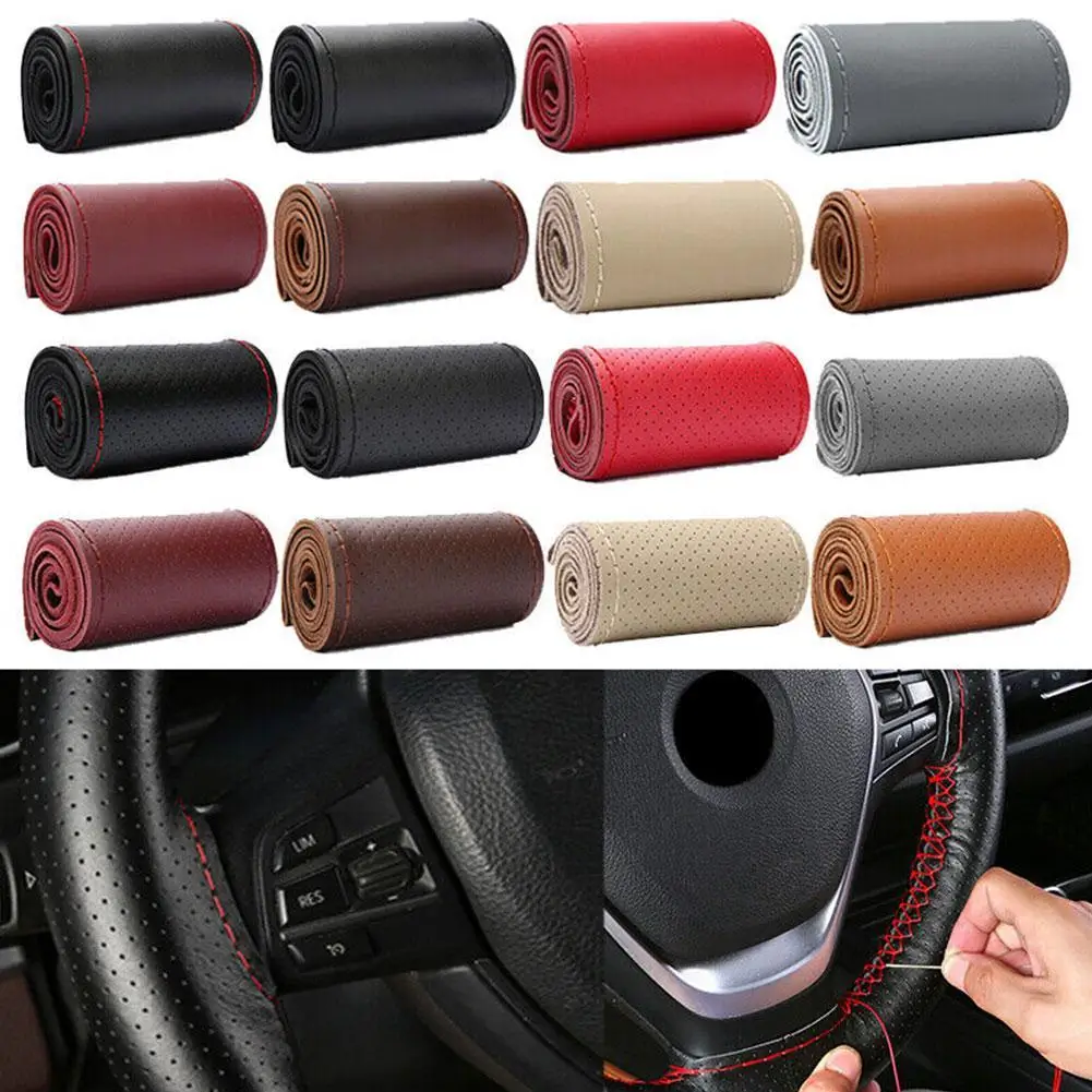 Car Leather Steering Wheel Cover with Needles Thread DIY Braid Anti Slip Soft Breathable Protection Cover Interior Accessories
Car Leather Steering Wheel Cover with Needles Thread DIY Braid Anti Slip Soft Breathable Protection Cover Interior Accessories