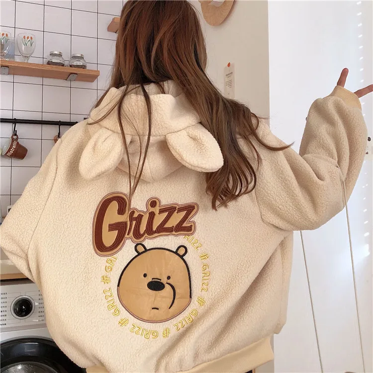 Autumn Winter Y2K Women Cartoon Letter Bear Zipper Coat Hooded Harajuku Loose Pocket Hoodies Female Fleece Flannel Pullover
Autumn Winter Y2K Women Cartoon Letter Bear Zipper Coat Hooded Harajuku Loose Pocket Hoodies Female Fleece Flannel Pullover