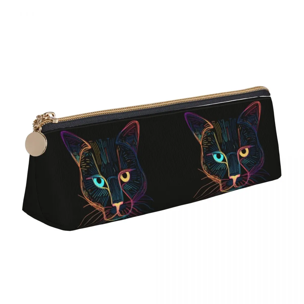 Cat Leather Pencil Case Line Art Neon Fashion Zipper Pencil Box University Boy Girl Triangle Pen Organizer
Cat Leather Pencil Case Line Art Neon Fashion Zipper Pencil Box University Boy Girl Triangle Pen Organizer