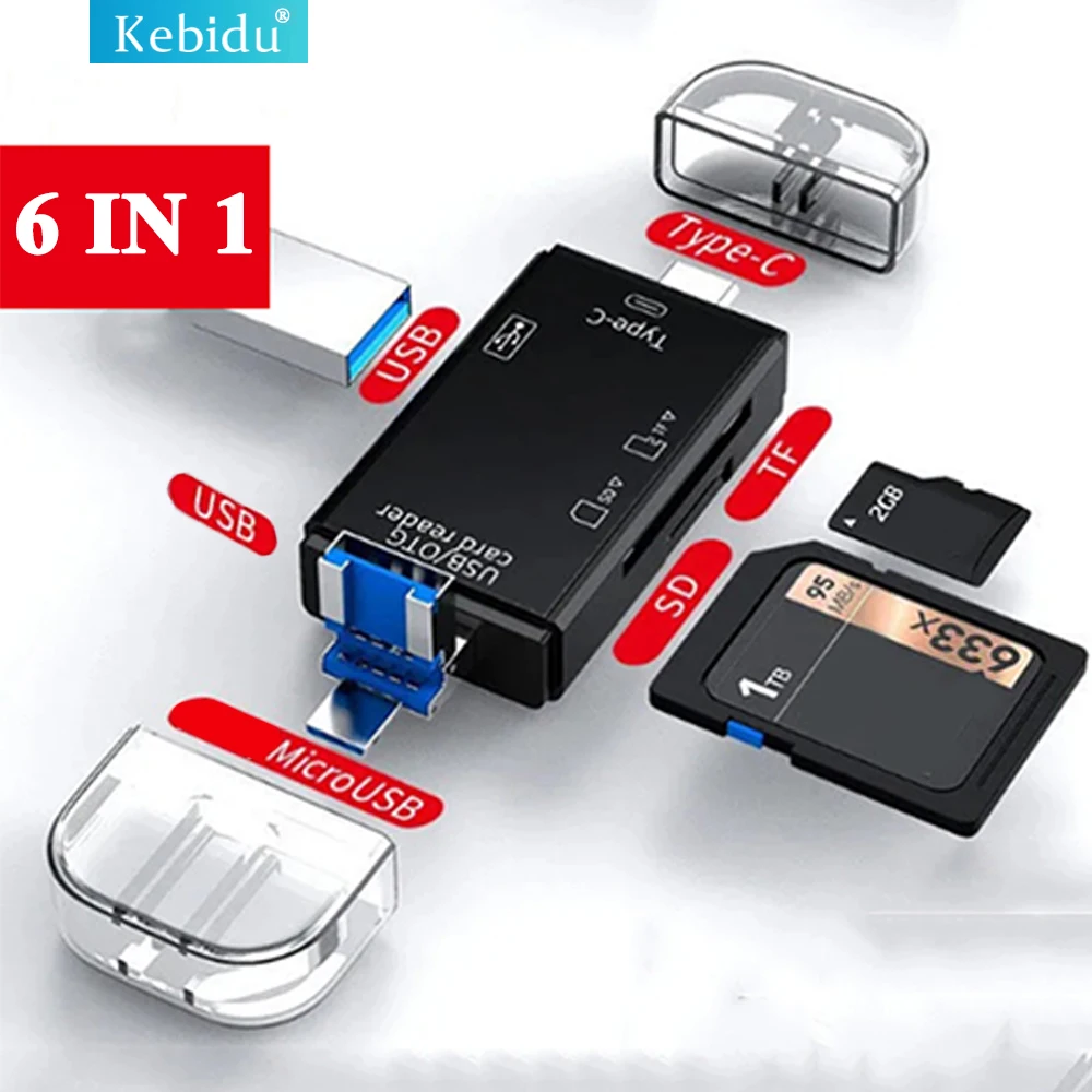 Kebidumei 6 IN 1 Card Reader OTG Type C USB 2.0 adapter for iphones Micro SD/TF Card Laptop PC accessories U disk Memory Card
Kebidumei 6 IN 1 Card Reader OTG Type C USB 2.0 adapter for iphones Micro SD/TF Card Laptop PC accessories U disk Memory Card