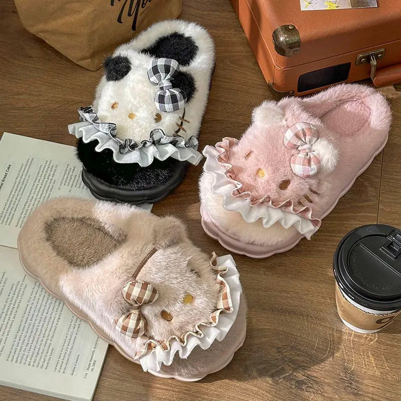 Женские хлопковые тапочки с рисунком аниме Sanrio Hello Kitty Y2K осенне-зимние новые