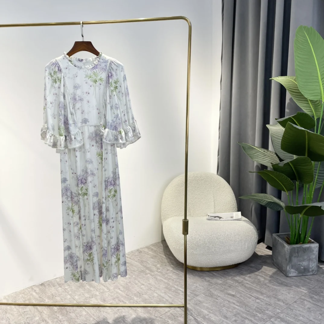 Hot Sale Women Summer Clothes 2022 New High Quality Prairie Green Purple Floral Printing Flare Sleeve Midi A-line Dress
Hot Sale Women Summer Clothes 2022 New High Quality Prairie Green Purple Floral Printing Flare Sleeve Midi A-line Dress