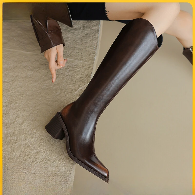 Autumn/winter New Brown Boots Women's Genuine Leather Vintage Pointed Western Cowboy Boots Trend Women's Shoes
Autumn/winter New Brown Boots Women's Genuine Leather Vintage Pointed Western Cowboy Boots Trend Women's Shoes