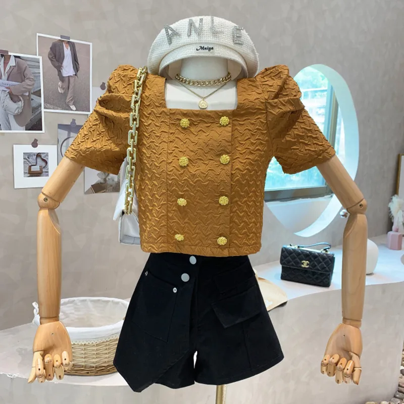 New Women's Clothing 2022 SpringSquare neck temperament short Puff sleeve double breasted shirt Tops blusas mujer de moda 2022
New Women's Clothing 2022 SpringSquare neck temperament short Puff sleeve double breasted shirt Tops blusas mujer de moda 2022