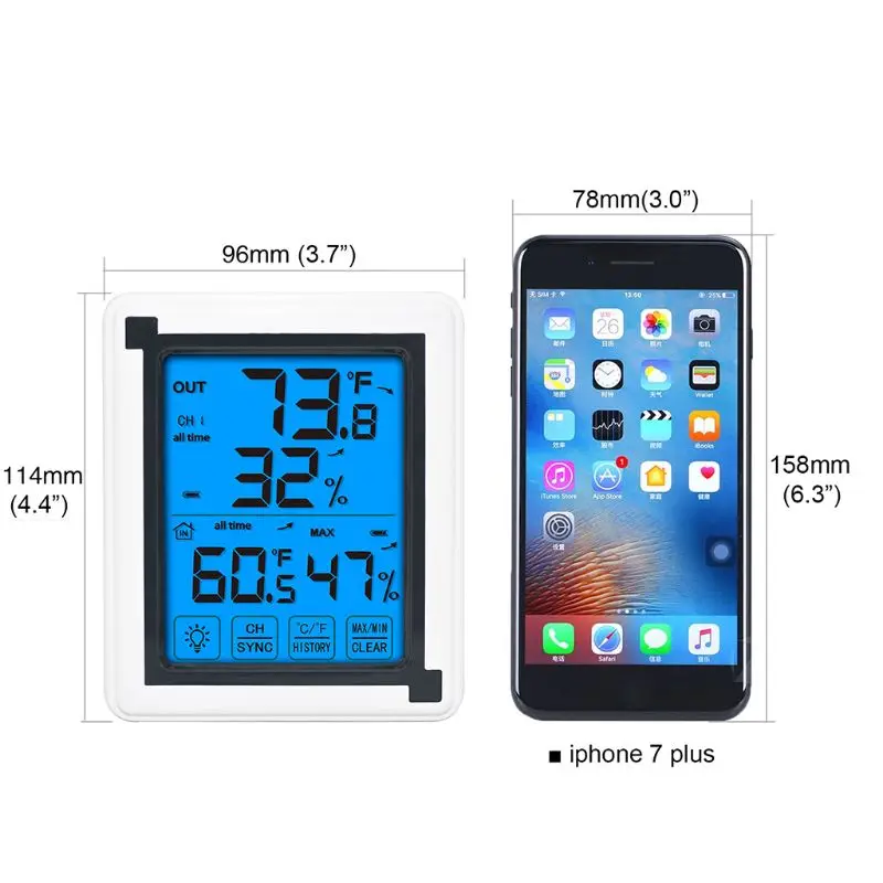 

Touch screen Wireless Weather Station ℃/℉ Thermo meter Hygrometer with 3 Forecast Sensor Temperature Humidity Drop Shipping